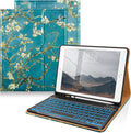 DTTO for iPad 9th/8th/7th Generation 10.2" Case 2021/2020/2019 with Keyboard, 7 Colors Backlit Wireless Detachable Keyboard Premium Leather Folio Cover with Pencil Holder & Pocket, Blossom