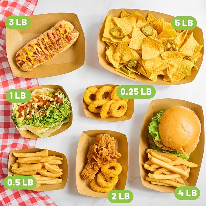 ZORRITA Small Paper Food Trays, 1 Lb, 100 Pack | Disposable, Kraft Brown Food - Image 6