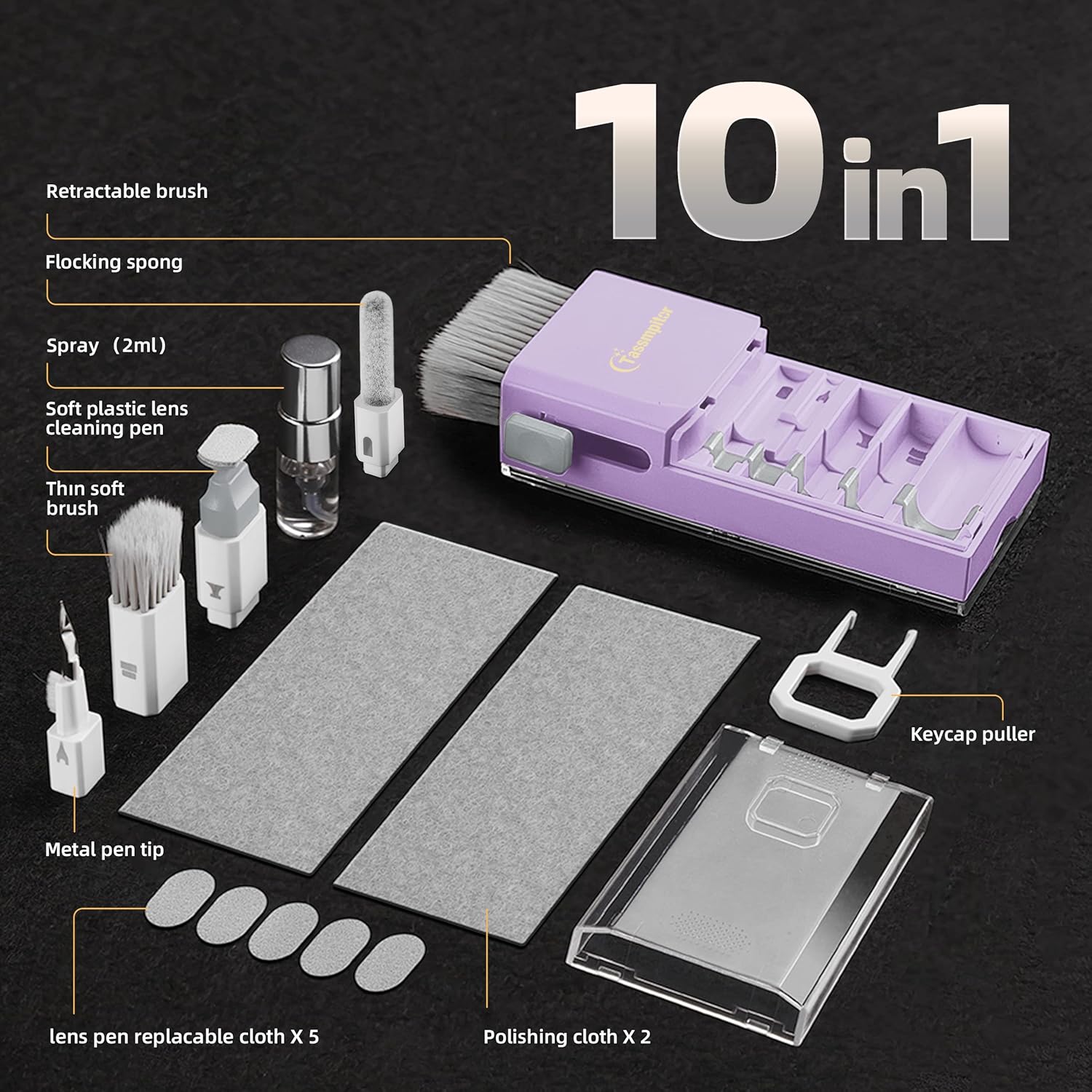 Laptop Screen Keyboard Cleaner Kit, All in 1 Electronic Cleaning Tool for MacBook iPad iPhone Pro Cell Phone, Brush Tool for Tablet, Computer, PC Monitor,TV Camera Lens with Patent, Purple