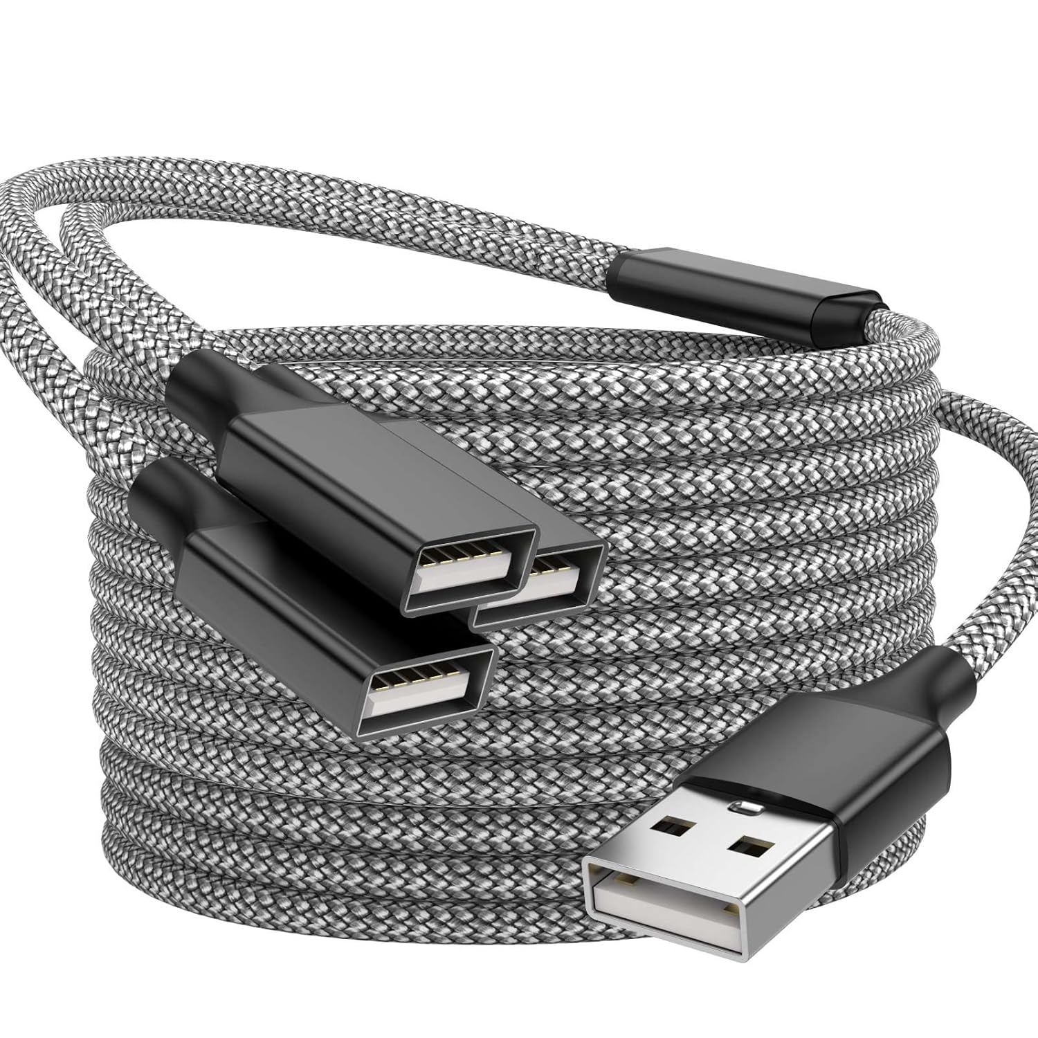 6.6FT USB A Male to 3 Female Extension Cable, USB Splitter 1 in 3 Out Support Charging and Data Transfer for Printer/Keyboard/Flash Drive/PlayStation/Laptop/LED Etc(Black)