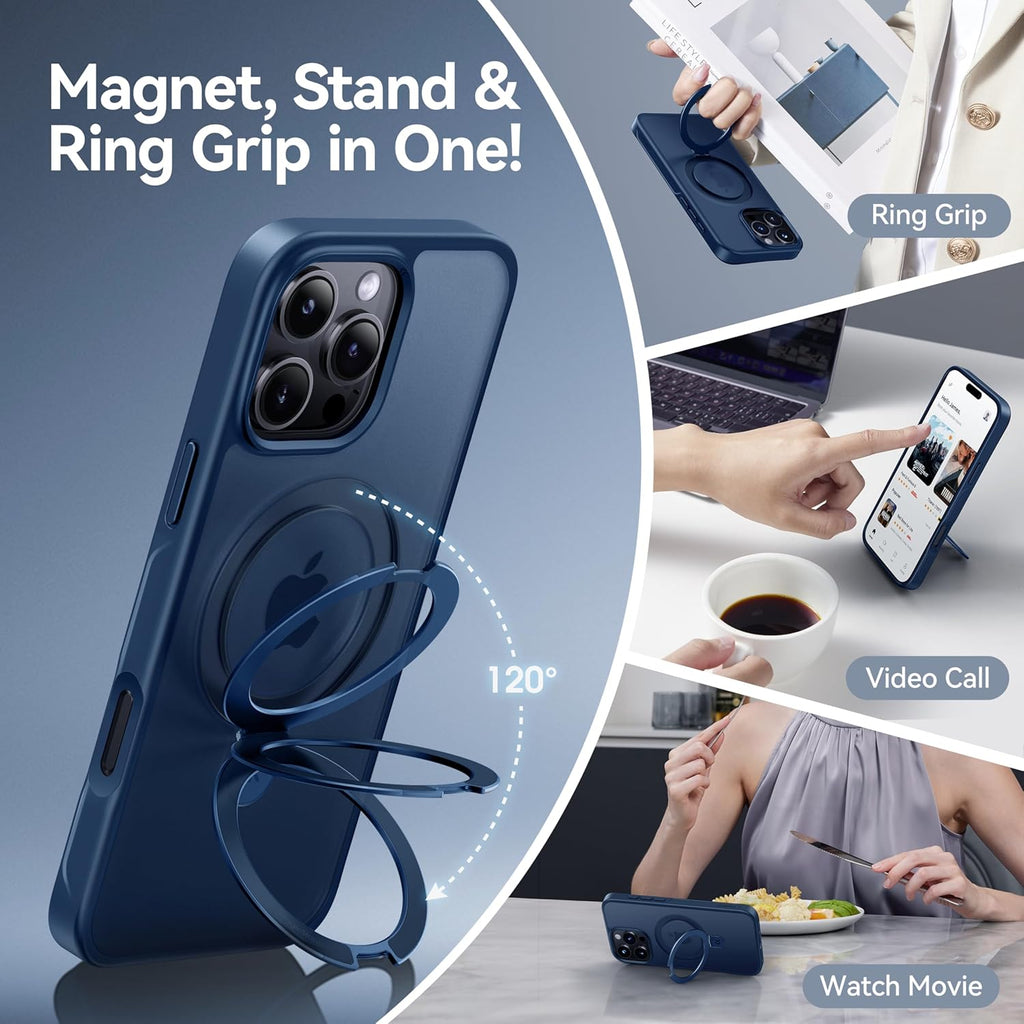 CASEKOO Designed for iPhone 16 Pro Max Case with Magnetic Invisible Stand [Military Drop Protection] [Compatible with MagSafe] Shockproof Slim Translucent Matte Promax Case 6.9 Inch, Blue