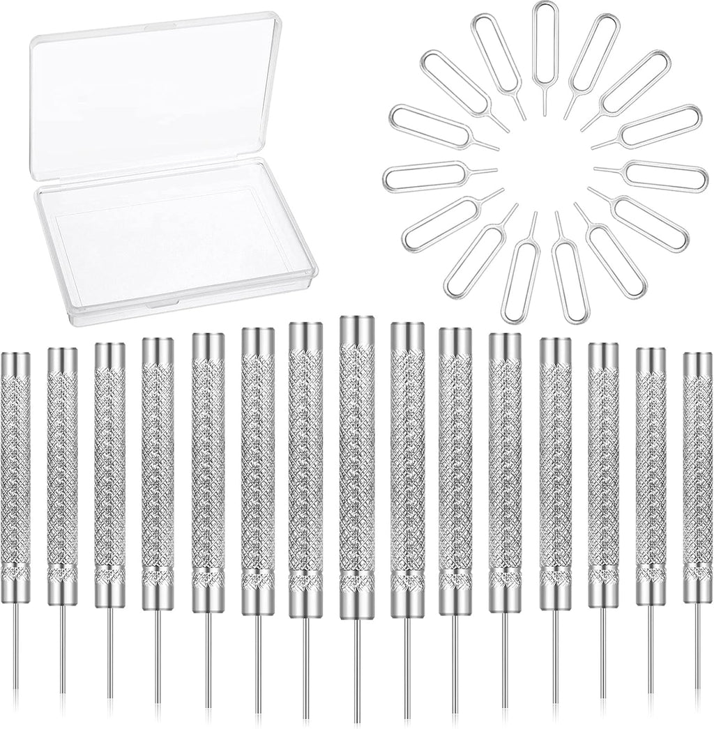 Frienda 30 Pieces SIM Card Removal Tool SIM Card Tray Eject Pins Opening Removal Tool Cellphone Eject Pin with Transparent Storage Box Packaging for Most Smart Phones, Silver, 2 Styles