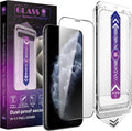 2 Pack Screen Protector for iPhone X/iPhone XS/iPhone 11 Pro, 9H Tempered Glass, Full Coverage, Anti-Fingerprint, Auto Dust-Elimination, No Bubble, Easy Installation
