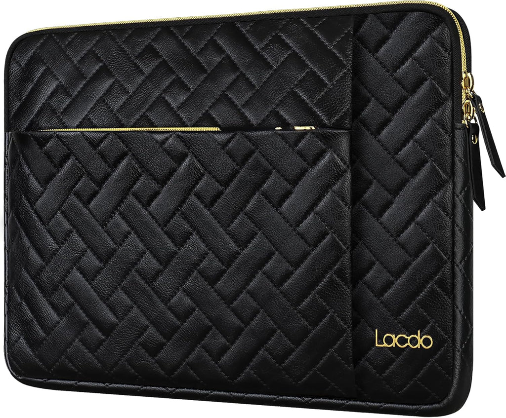 Lacdo Laptop Sleeve Case for 14 inch New MacBook Pro M4/M3/M2/M1 Chips Pro Max A3112 A3401 A3185 A2918 A2992 A2779 A2442 2024-2021, 13.8 inch Surface Laptop 7th Copilot+PC Computer Bag, Elegant Black