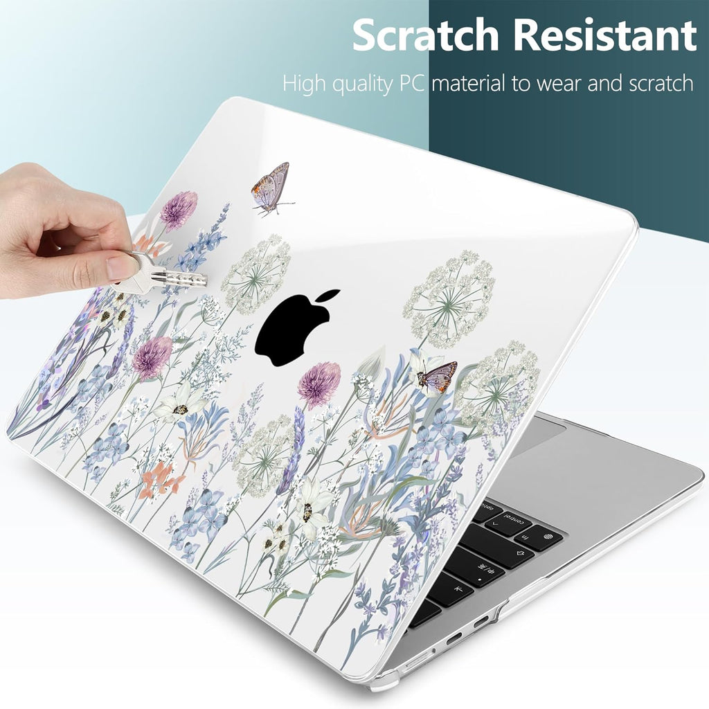 TWOLSKOO Compatible with M4 MacBook Air 15 inch Case 2025-2023 Released Model M4 A3241 M3 A3114 M2 A2941, Plastic Hard Shell & Screen Protector & Keyboard Cover & Type C Adapter, Dandelions