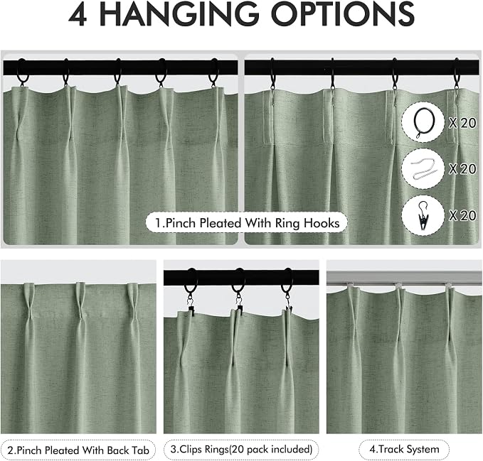 Memory Trained Pinch Pleated Curtains 90 Inches Long, Viral Linen Pinch Pleat - Image 6