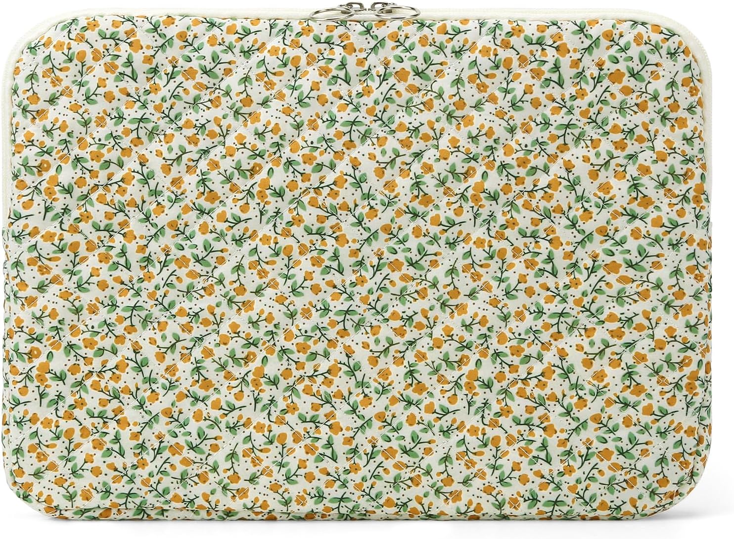 Puffy Laptop Sleeve 13-15.6 Inch Cute Quilted Laptop Protective Case Padded Floral Computer Sleeve for MacBook (B-Yellow, 15 Inch)