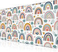 Mouse Pad, Large Boho Rainbow Desk Mat, Extended Non-Slip Gaming Keyboard Mousepad Desk Pad, Thick Stitched Edges Waterproof Mouse Mat 31.5"x15.7" (Scandi Rainbow and Stars Clouds)