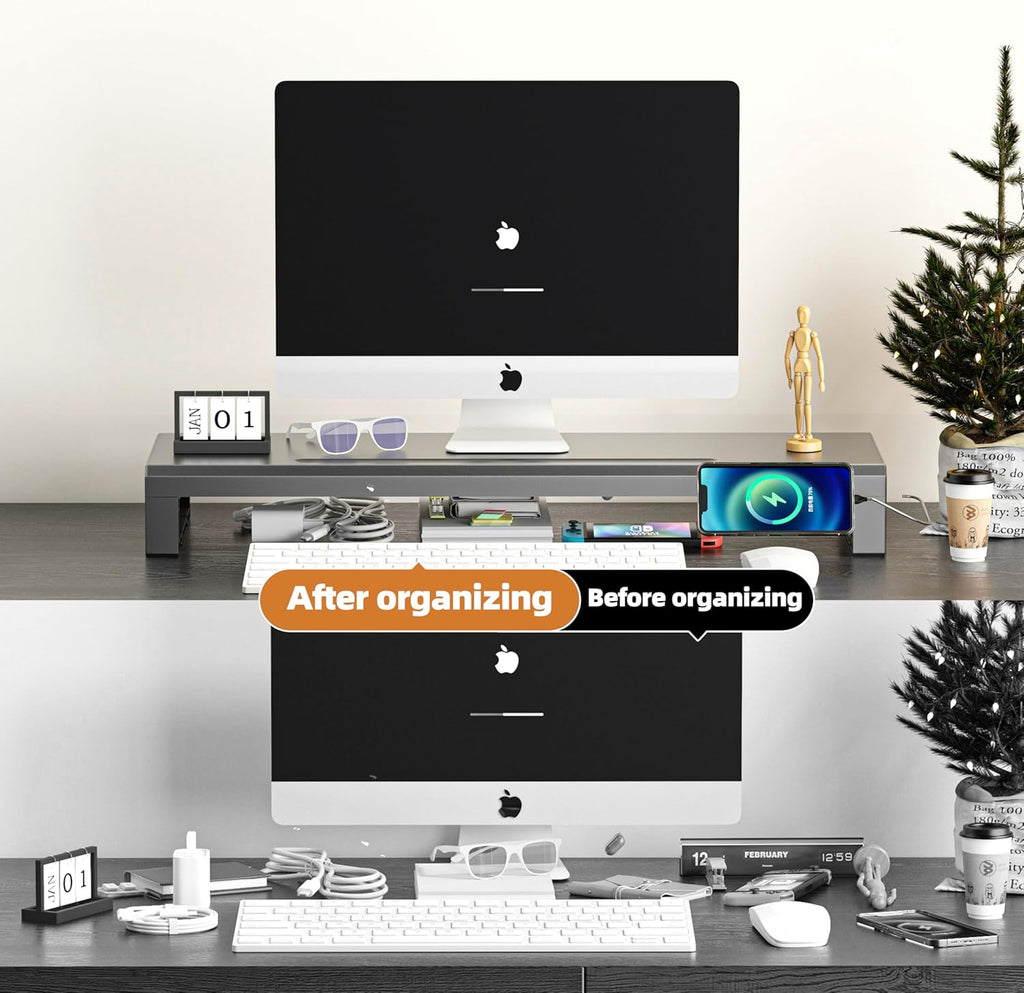 Computer monitor stand Laptop Desk Shelf & Monitor Riser ，27.55 inches long desk riser Monitors/PC/Laptop/Computer Space Saver Organizer (Basic Version, 700mm)