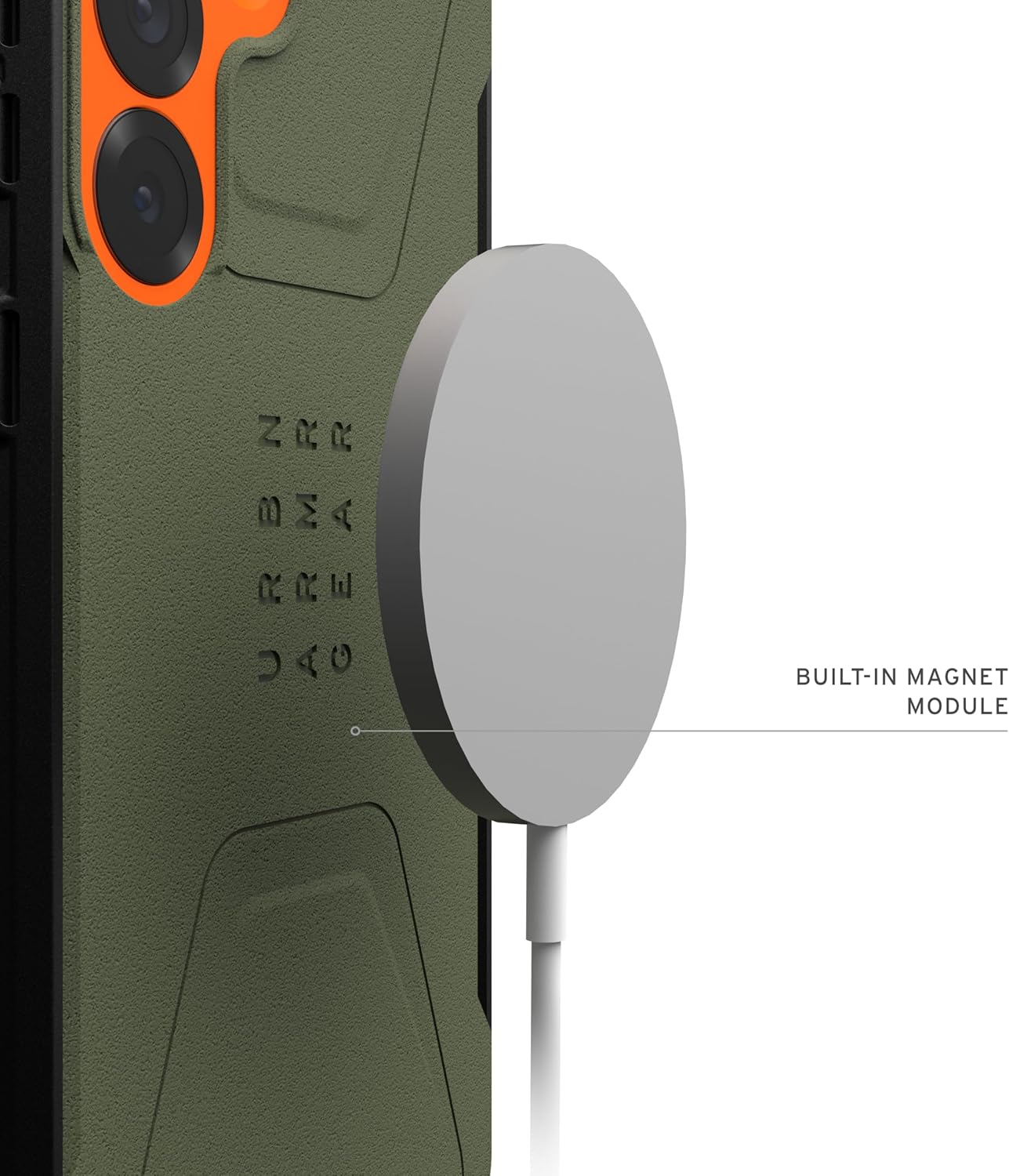 URBAN ARMOR GEAR UAG Designed for Samsung Galaxy S25 Case 6.2" Civilian - Compatible with Magnetic Charging Anti-Slip Rugged Military Drop Tested Protective Cover, Olive Drab/Orange