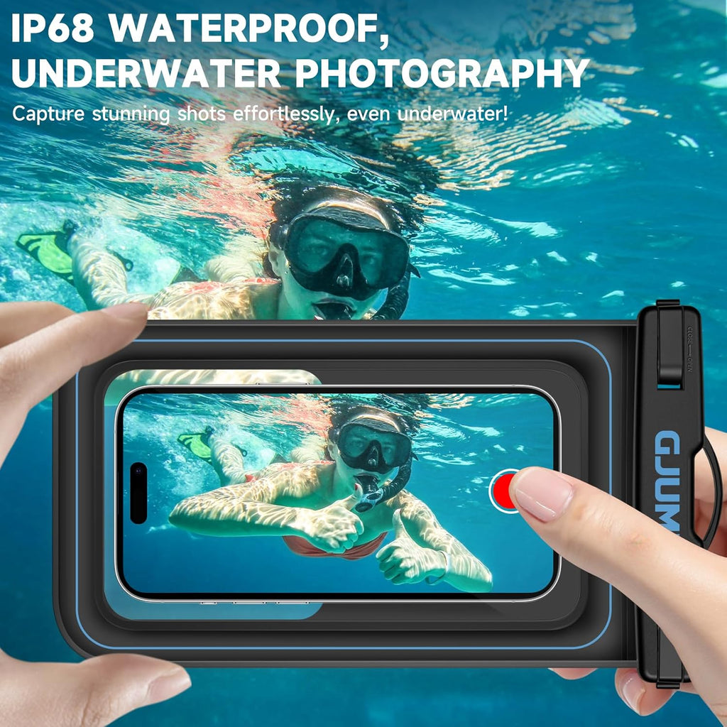 2 Pack Floating Waterproof Phone Pouch, Up to 8.3" IP68 Cellphone Dry Bag Compatible for iPhone 16 15 14 13 Pro Max Samsung Galaxy, Essential for Beach Cruise Ship (Blue*2)