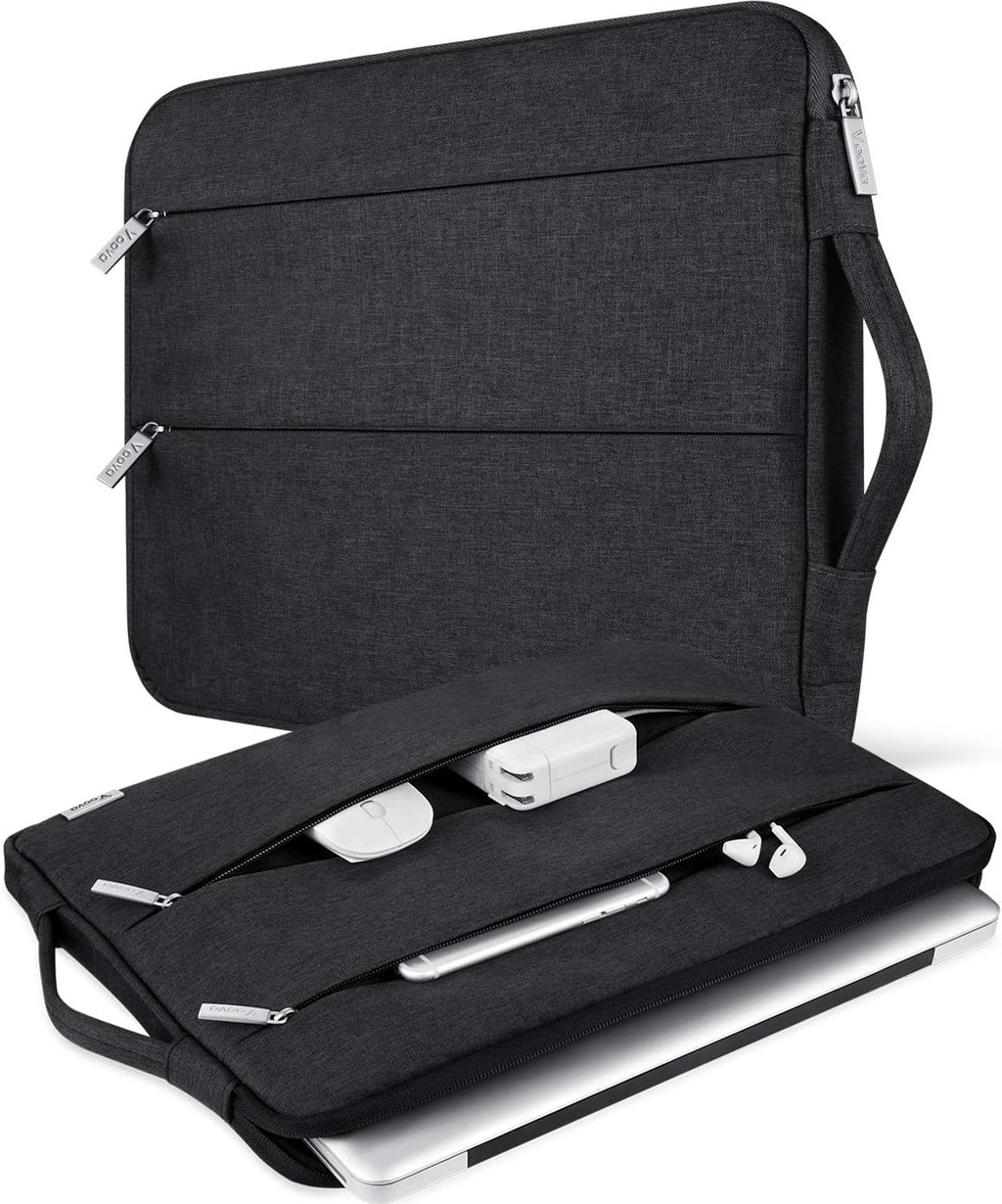 Voova Laptop Sleeve Carrying Case 13 13.6 Inch Compatible with MacBook Air 13 M1/M2/M3/M4, MacBook Pro 13/14, IPad Pro 13, Waterproof Slim Computer Cover Bag, Black