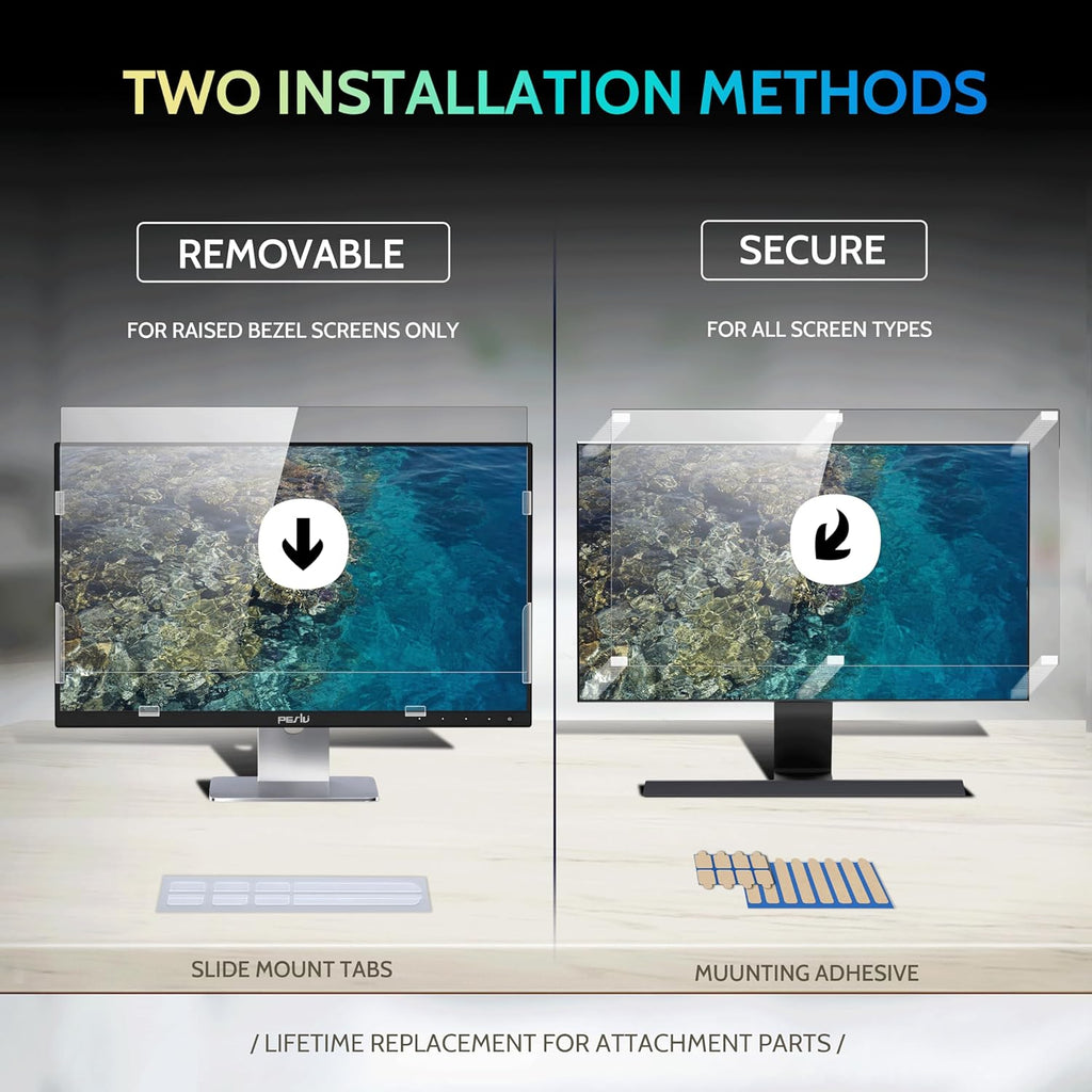 [2 Pack] 23 Inch Privacy Screen for Computer Monitor 16:9 Aspect Ratio, Eye Protection Anti Blue Light Glare Shield, 23inch Removable Black Blackout Anti Spy Desktop Security Private Filter
