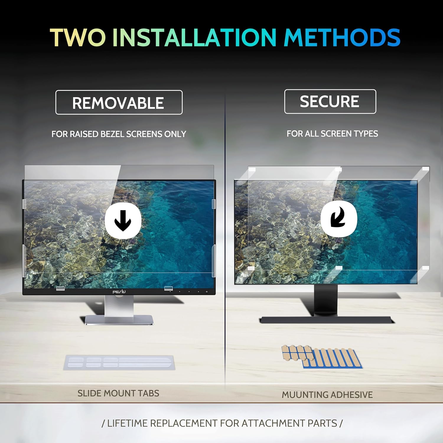 [2-Pack] 24 Inch Privacy Screen for Computer Monitor 16:9 Aspect Ratio, Eye Protection Anti Blue Light Glare Shield, 24inch Removable Black Blackout Anti Spy Desktop Security Private Filter