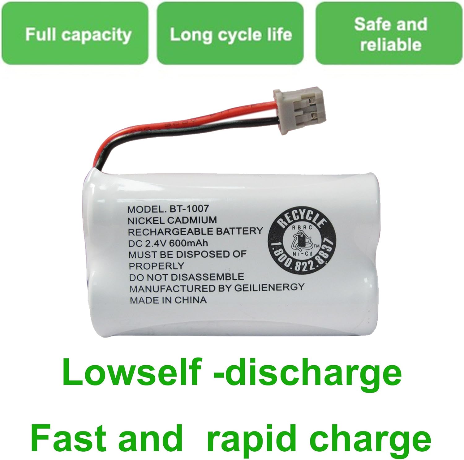 GEILIENERGY BT-1007 Cordless Phone Battery Compatible with Uniden BT1007 BT904 BT-904 BT1015 BT-1015 BBTY0651101 BBTY0460001 BBTY0510001 BBTY0624001 BBTY0700001 HHR-P506 HHR-P506A(3-Pack)