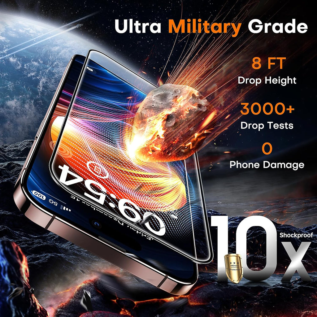 TOCOL for iPhone 16 Pro Max Screen Protector 9H Hardness Military Grade Shatterproof HD Tempered Glass Full Coverage Easy Installation Case Friendly 2 Pack
