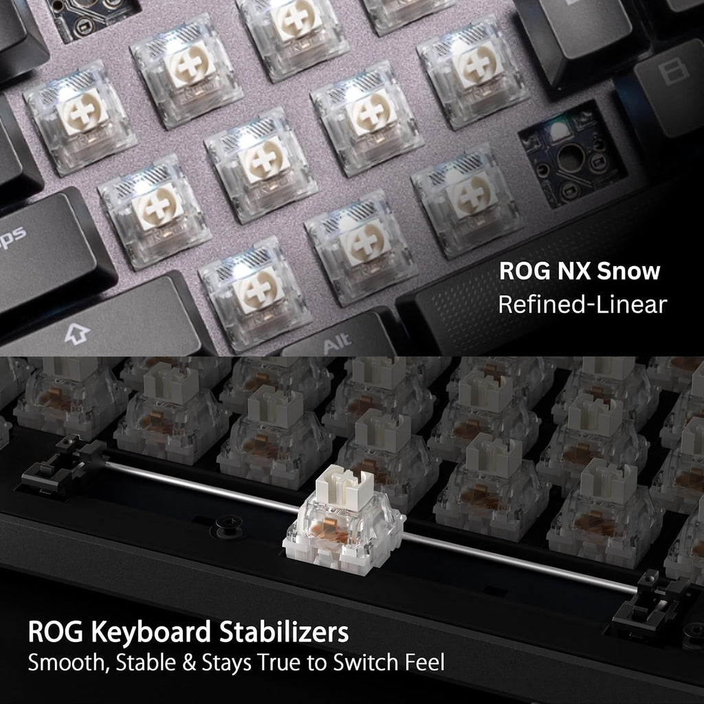 ASUS ROG Strix Scope II 96 Wireless Gaming Keyboard, Tri-Mode Connection, Dampening Foam & Switch-Dampening Pads, Hot-Swappable Pre-lubed ROG NX Snow Switches, PBT Keycaps, RGB-Black