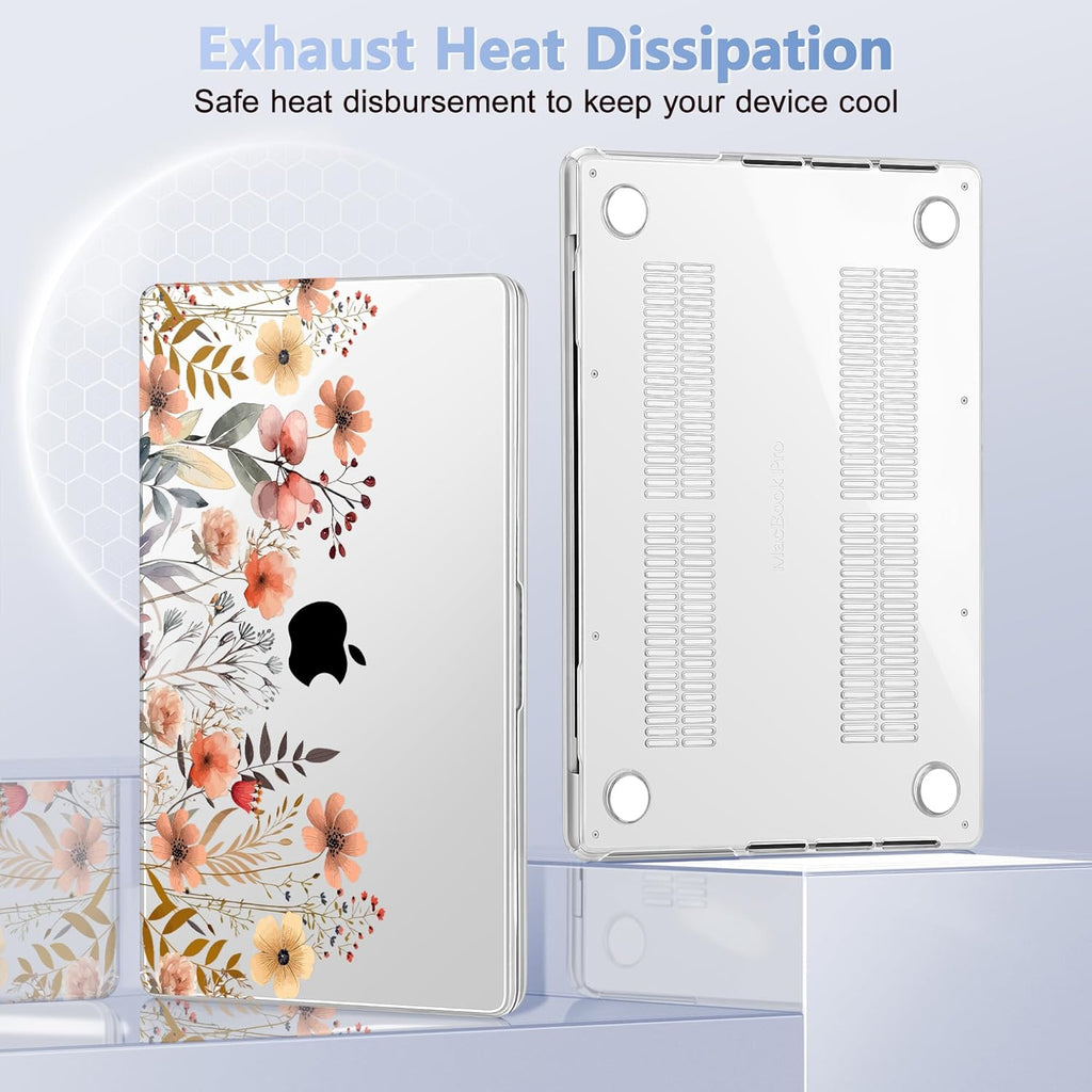 for MacBook Pro 16 inch Case 2021 2022 2023 2024 Release A3186 A3403 M4 A2991 M3 A2780 M2 A2485 M1 Pro/Max, Hard Shell Case with Screen Protector & Keyboard Cover, Watercolor Flowers