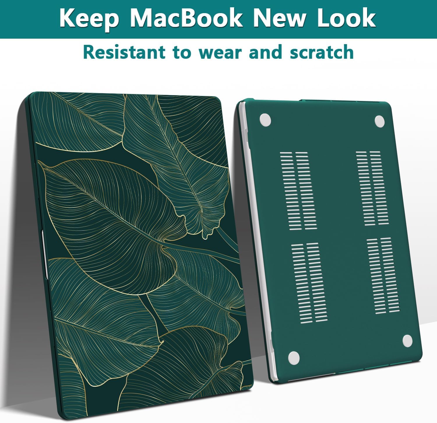 Teryeefi Pattern Case for MacBook Pro 14 inch Case 2025-2021 M4 M3 M2 M1 Pro/Max, Fit Model A3401 A3112 A2992 A2918 A2779 A2442 Protective Hard Shell +Keyboard Cover+Screen Protector - Green Leaf