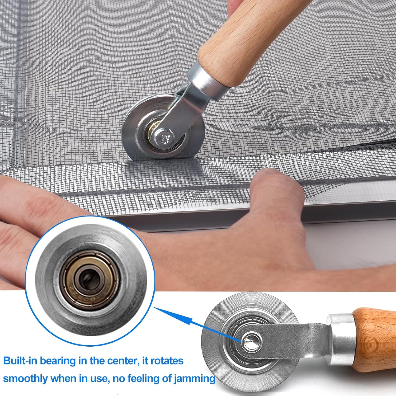 BAYTORY Window Screen Repair Kit, Steel Roller Tool with Bearing, Spline Removal Hook and 32ft Retainer Spline Replacement for Installing Door Mesh Screens