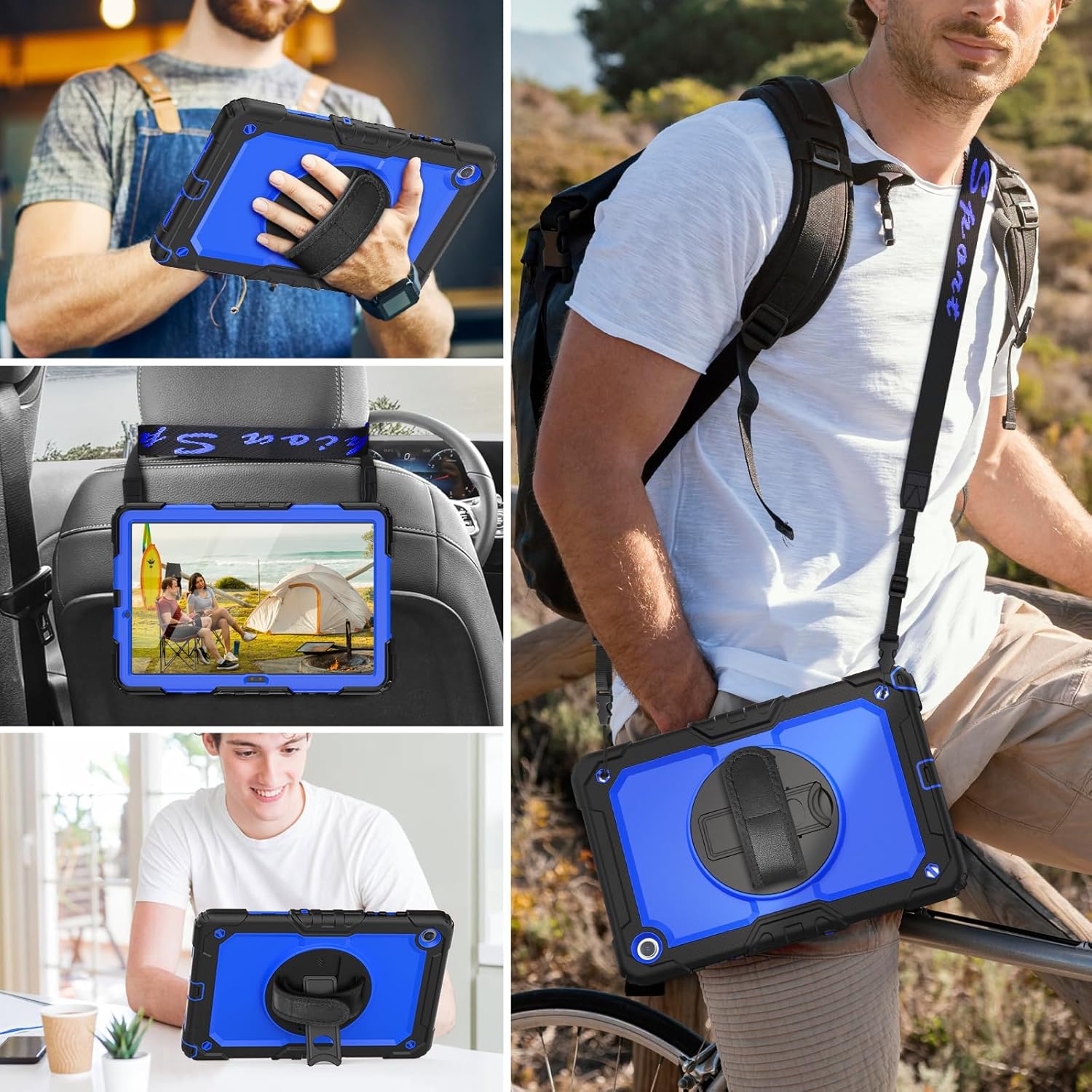 HXCASEAC Case for Samsung Galaxy Tab A8 10.5 inch, Protective with Screen Protector/Hand Strap/Pen Holder, Sturdy Shockproof A8 Tablet Case 2022 SM-X200/X205/X20 - Blue