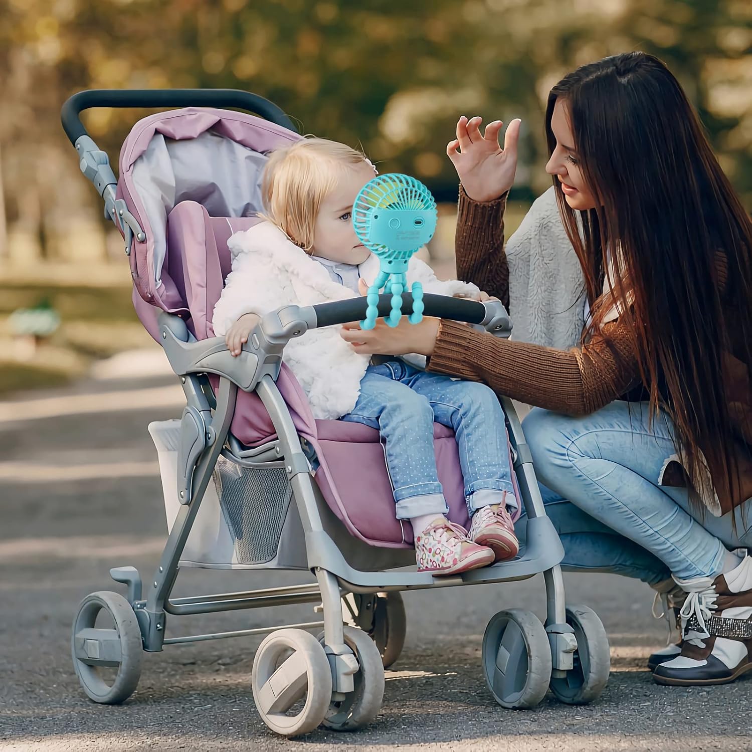 Portable Stroller Fan Personal rechargeable USB Fans With 5200mAh 3 Speeds Battery Small Baby Car Seat Mini Handheld Clip On Fan for Pram Crib Bike Treadmill Outdoor Camping Travel and Student Desk