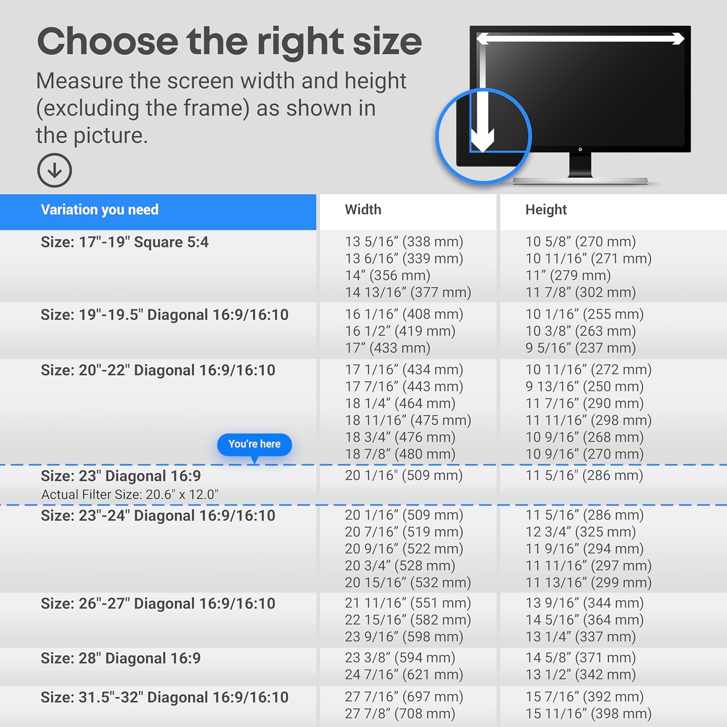 VINTEZ Blue Light Screen Protector for 23 Inch Computer Monitor and Laptop – Anti-UV Blue Light Blocking Film for Desktop PC, Eye Protection Filter, 20.6" x 12", 2 Pack