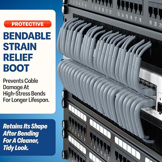 Everest Ultra Slim Cat6a Ethernet Patch Cables 7ft Gray - Image 3