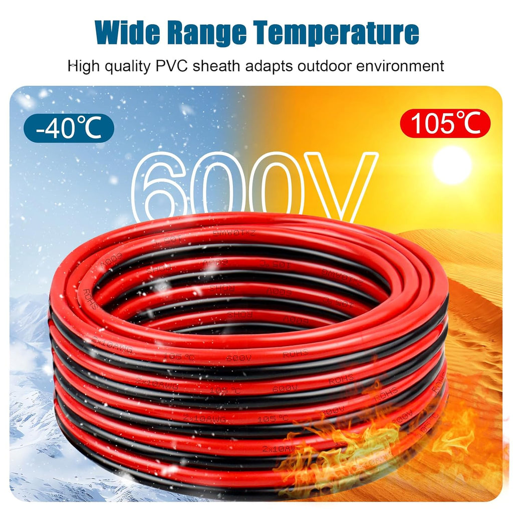 16 Gauge Wire 2 Conductors Copper Wire, 16 AWG Battery Cable Oxygen Free Copper Wire for Solar Panel, Automotive, Trailer, RV and Speaker (16 Gauge 100FT)