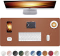 Leather Mouse Pad & Desk Blotter Mat - Non-Slip PU Laptop Desk Pad, Waterproof Writing Pad for Office & Home (Brown, 36" x 17")