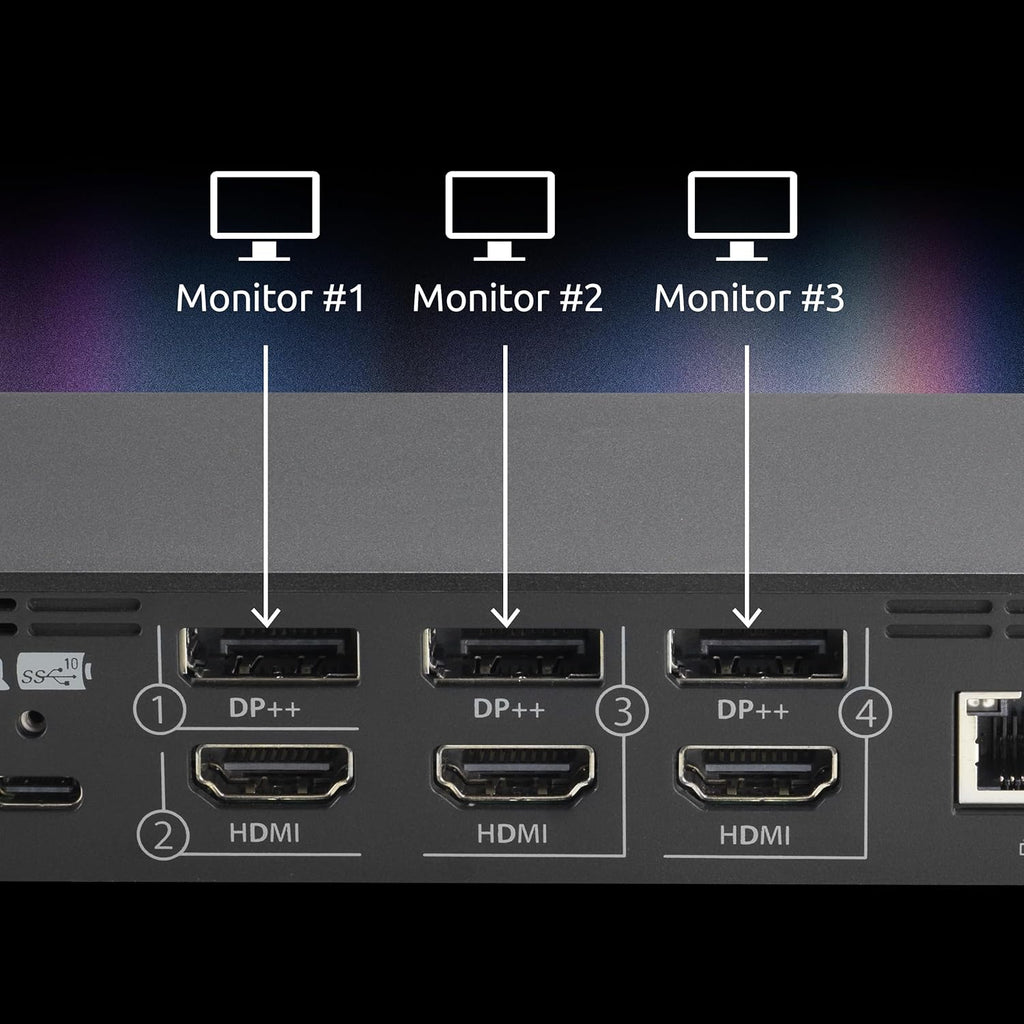 Kensington DisplayLink 4K Docking Station, Triple 4K for MacBook Pro/Air M1/M2/M3/M4, 14ports, 3xHDMI/3xDisplayPort,4xUSB A,2xUSB C 3.2, Ethernet, Audio, 100W PD (K33621NA)