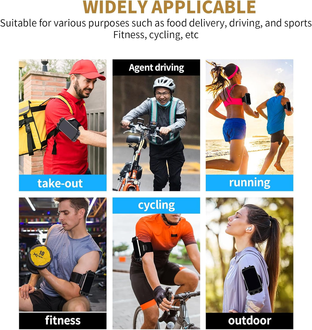 Wristband Phone Holder for Running, 360°Rotation & Detachable Sports Armband with Key Holder for iPhone 15/14/13/12/Pro/Pro Max/XS/XR/X/8/7/6/Plus, Samsung Galaxy, Fits 4''-6.95''Phone (L)