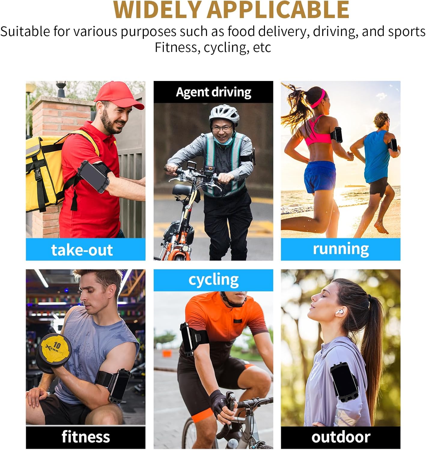 Wristband Phone Holder for Running, 360°Rotation & Detachable Sports Armband with Key Holder for iPhone 15/14/13/12/Pro/Pro Max/XS/XR/X/8/7/6/Plus, Samsung Galaxy, Fits 4''-6.95''Phone (L)