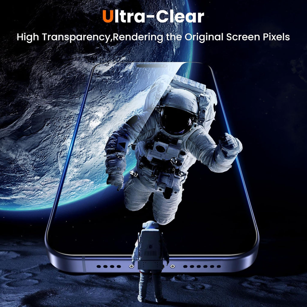 UniqueMe for iPhone 16 Plus Screen Protector - [Military Grade Shatterproof & 9H+ Hardness] Screen Protector 16 Plus Tempered Glass Full Coverage Protection, Easy Installation, 2 Packs