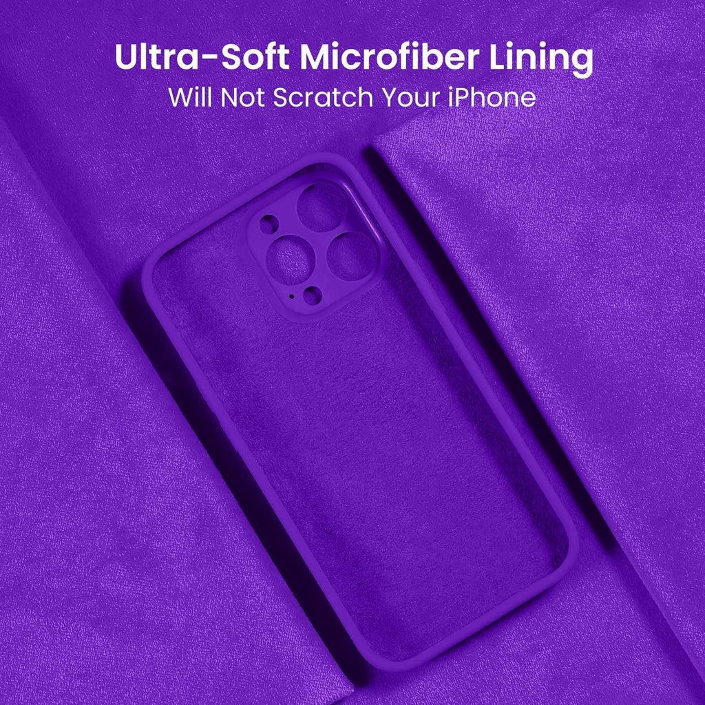 FireNova Designed for iPhone 15 Pro Case, Silicone Upgraded [Camera Protection] Phone Case with [2 Screen Protectors], Soft Anti-Scratch Microfiber Lining Inside, 6.1 inch, Neon Purple