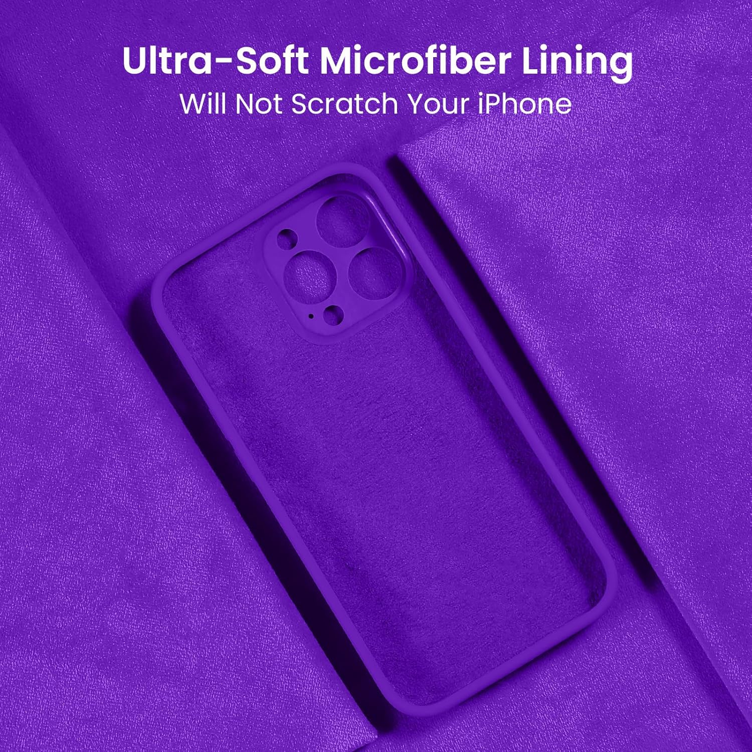FireNova Designed for iPhone 15 Pro Case, Silicone Upgraded [Camera Protection] Phone Case with [2 Screen Protectors], Soft Anti-Scratch Microfiber Lining Inside, 6.1 inch, Neon Purple