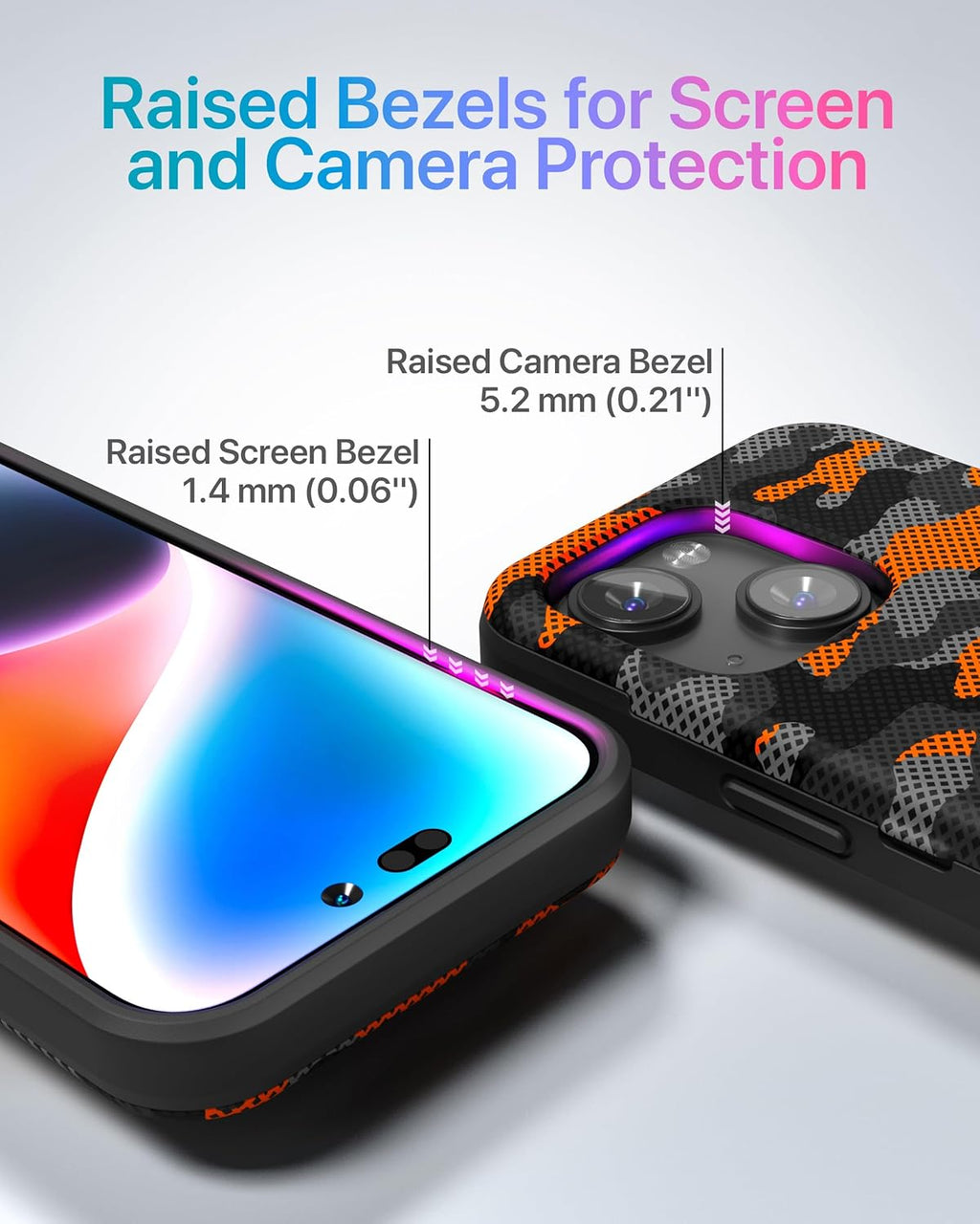 TORU CX Slim for iPhone 15 Case Wallet | Protective Shockproof Heavy Duty Cover with Hidden Card Holder & Card Slot | Mirror & Wrist Strap Included - Camouflage