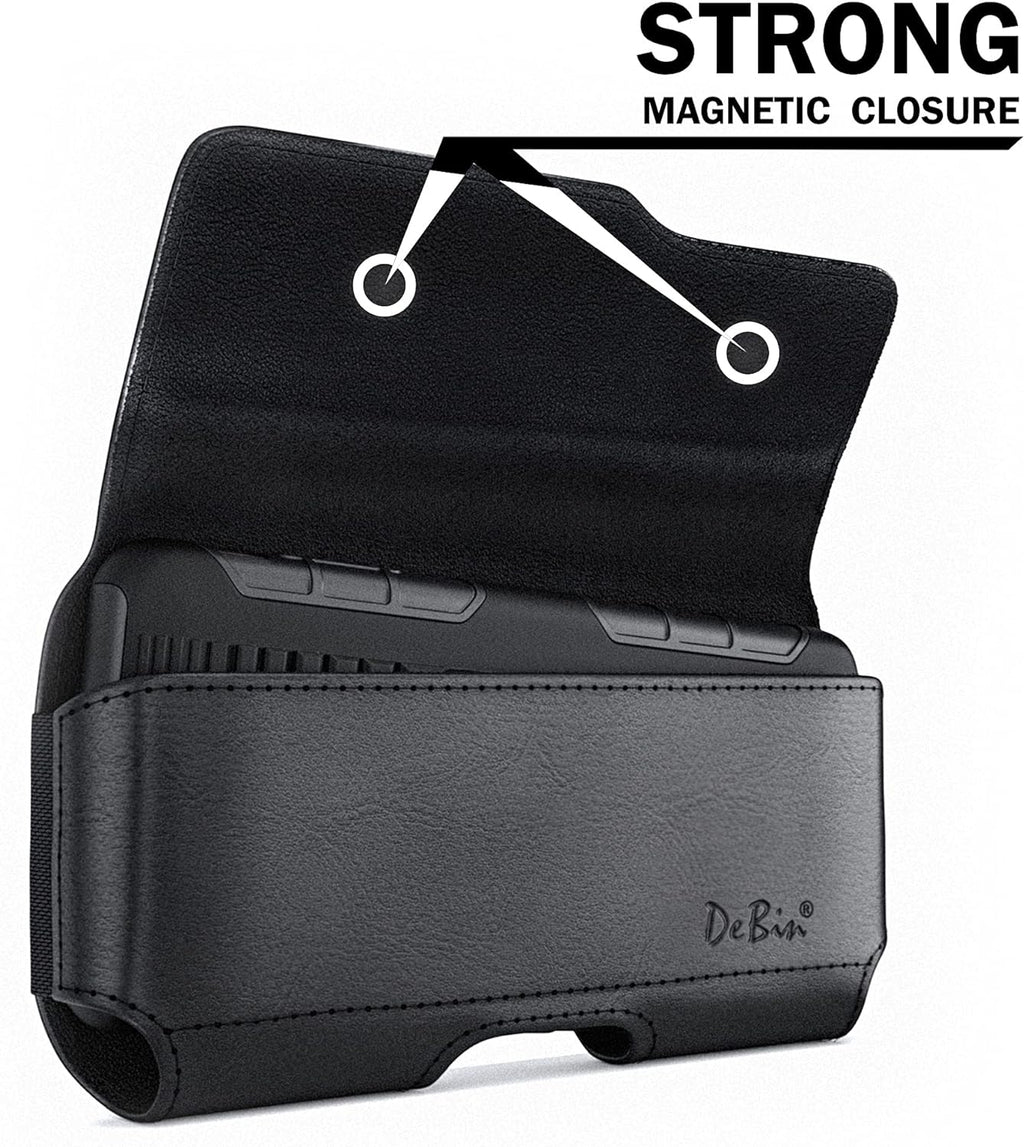 DeBin Case for Galaxy S25 S24 5G S23, S22, S21, S20, S10, S9, A10e, A01, Note 10, Cell Phone Belt Holster Clip Pouch Holder Cover (Fits Samsung with Case on) Black