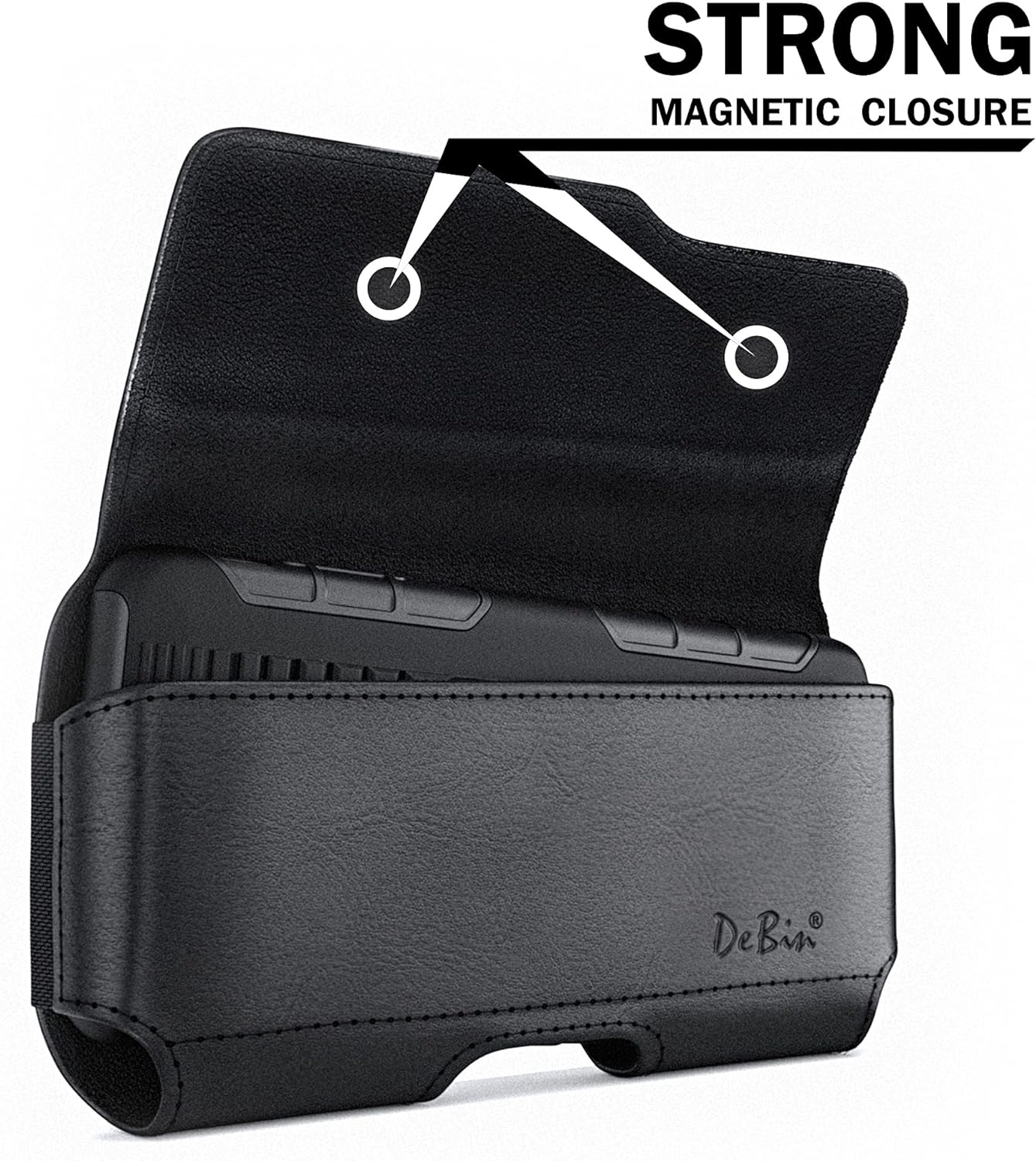 DeBin Case for Galaxy S25 S24 5G S23, S22, S21, S20, S10, S9, A10e, A01, Note 10, Cell Phone Belt Holster Clip Pouch Holder Cover (Fits Samsung with Case on) Black