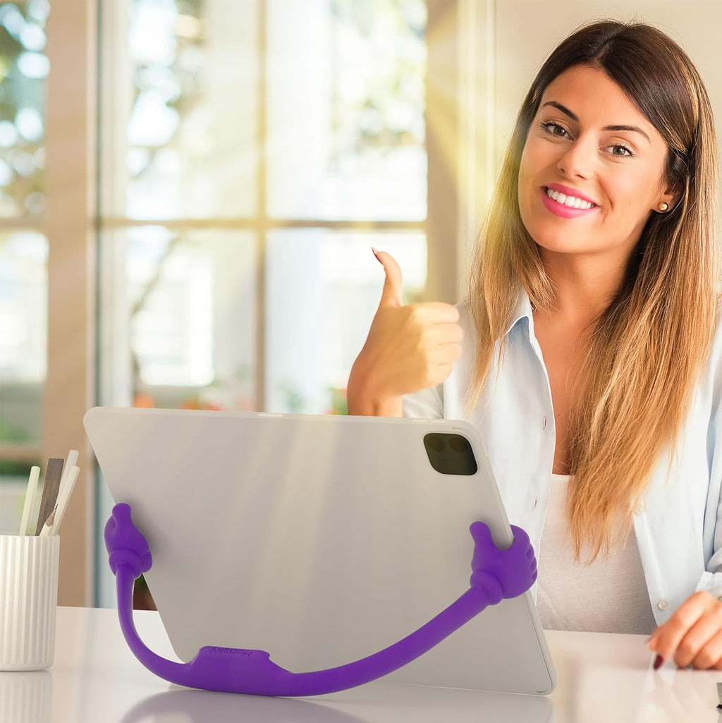 Honsky Thumbs Up Tablet Stand, Portable Monitor Stand Holder for Desktop, Universal Cute Purple