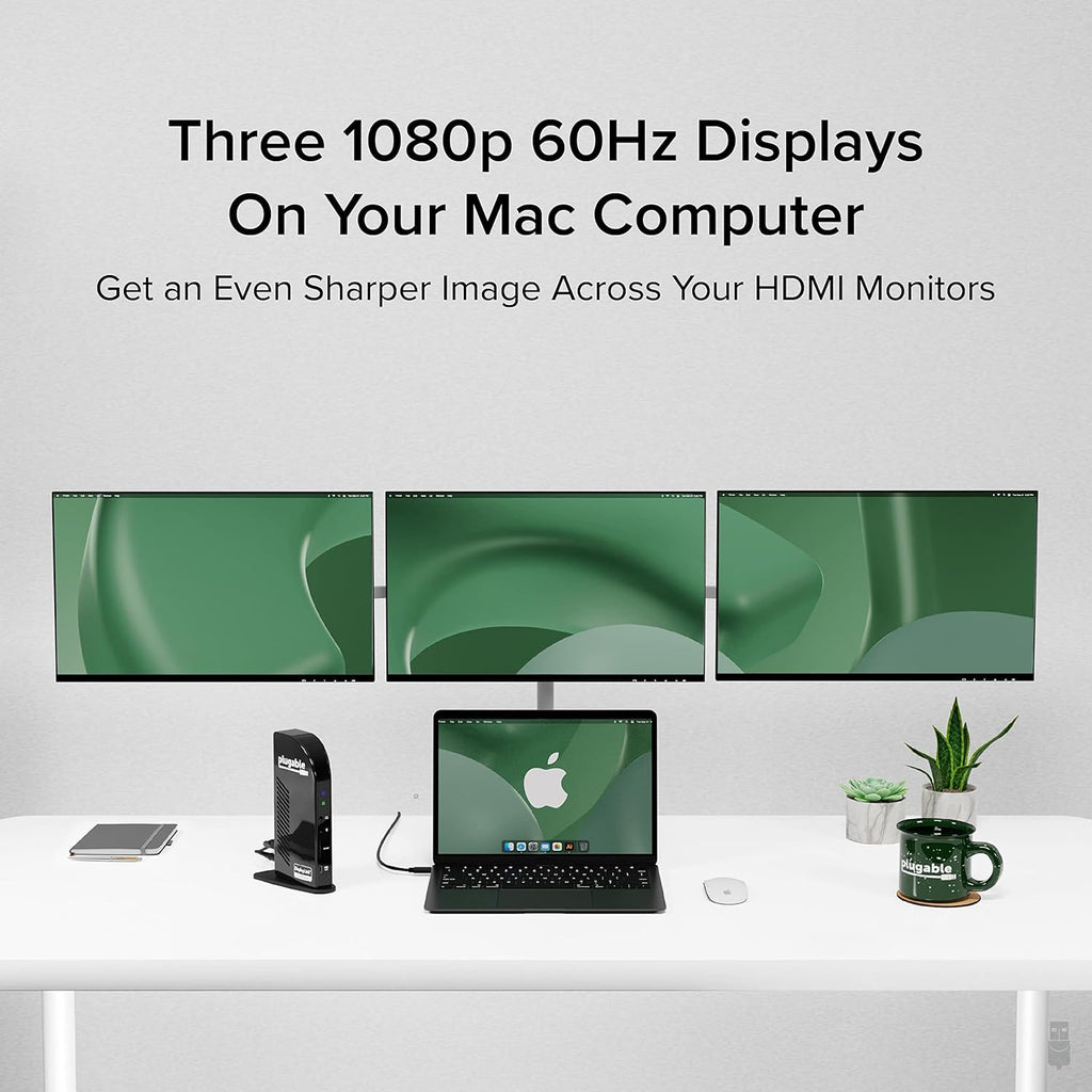 Plugable 14-in-1 USB C Docking Station | 4X HDMI Quad Dock with 100W Charging, HDMI Displays | Compatible with Windows, Thunderbolt (4X USB, 1x USB-C, Ethernet, SD Card, Audio) UD-3900C4