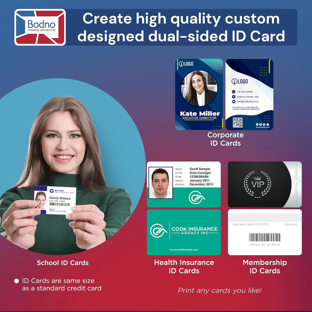 Bodno Matica MC320 Direct-to-Card Dual Sided ID Card Printer & Complete Supplies Package Bronze Edition ID Software
