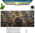 Futuristic Fantasy Mouse Pad, Cyberpunk Style Desk Mat, Extended XL Gaming Mouse Pads, Sci-Fi Computer Pad with Durable Stitched Edges, Non-Slip Washable Office Desktop Decorative Pad 31.5X15.7 Inch