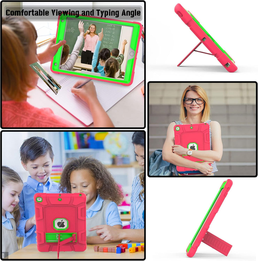 Rantice iPad 9th Generation Case, iPad 8th Generation Case, iPad 7th Generation Case, Hybrid Shockproof Rugged Drop Protection Cover with Kickstand for iPad 10.2'' 2021/2020/2019 Released(Pink+Green)