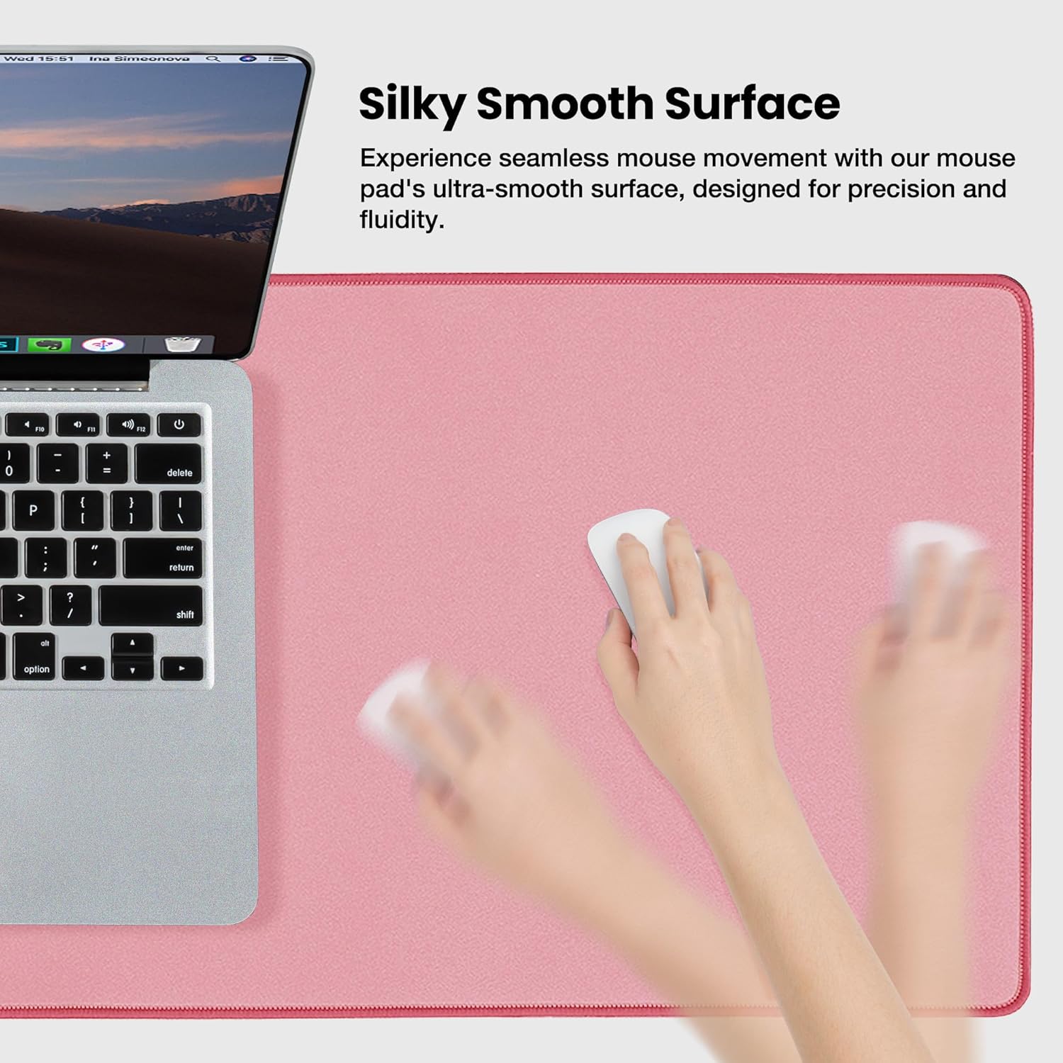 ALOANES Waterproof Mouse Pad with Durable Stitched Edge, XL Gaming Keyboard Pad, Non-Slip Rubber Base Mouse Mat, Extended Desk pad for Gamer, Office & Home, Dark Rose Mousepad 31.5''x 11.8''x 0.12''