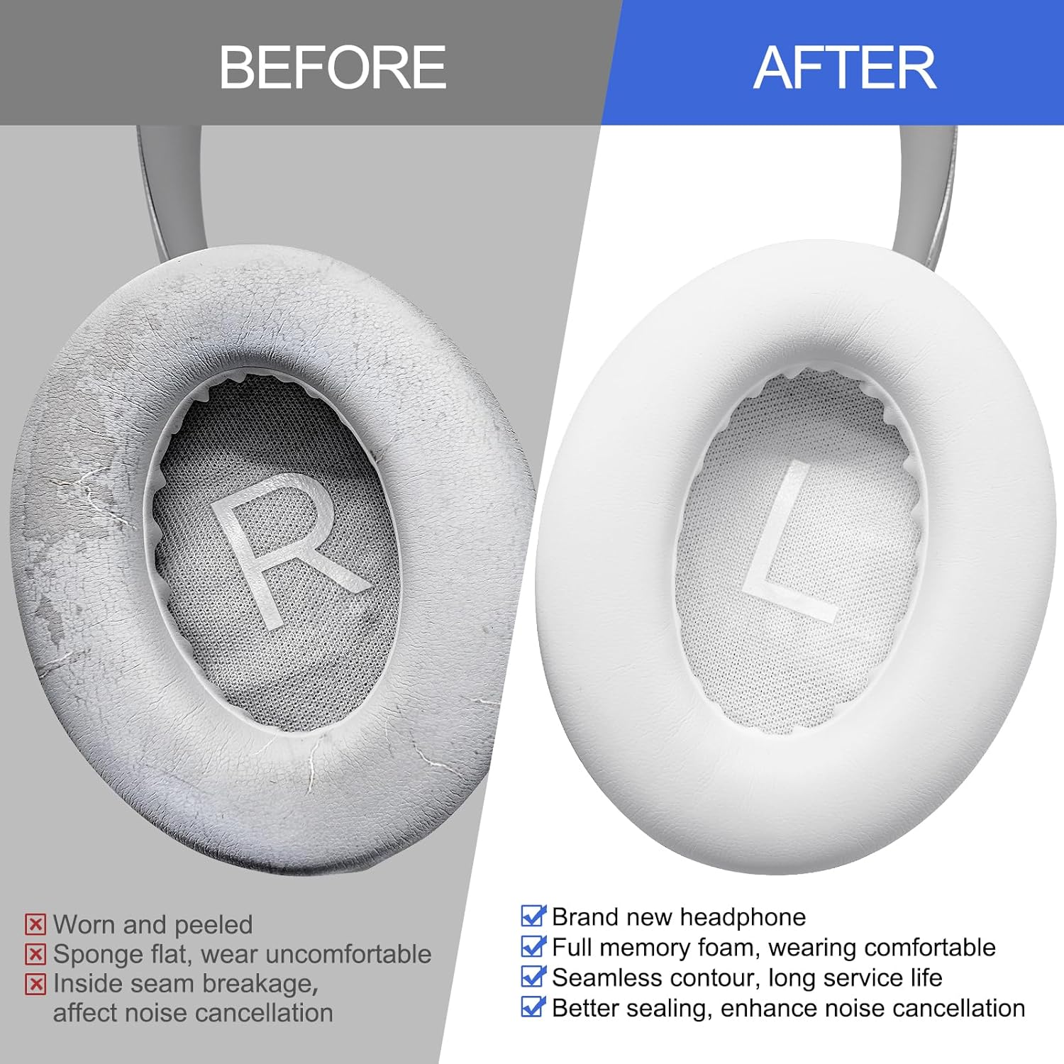 Replacement Ear Pads for Bose NC700 Noise Cancelling Headphones, Upgrade Protein Leather Earpad Cushions for Bose 700 Over-Ear Headset (Soapstone White)