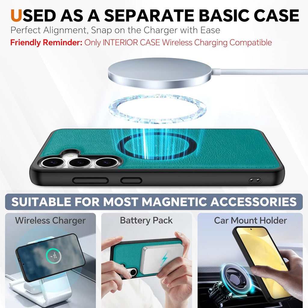 TUCCH Case for Galaxy S25, Detachable Wallet Case with [Wireless Charging] RFID Blocking 4 Card Holder, Wrist Strap Removable Stand PU Leather Flip Shockproof Phone Cover for Galaxy S25 6.2", Cyan