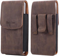 Phone Holster Pouch Case Belt Clip Loops Card Slot for Man iPhone12 13 14 15 16 17,11 12 13 14 15 16 17pro,17Air/Samsung S25 S24 S23 S22 S21 S20/LG/Moto (Brown&Yellow, L(6.1" x3.2''x0.8))
