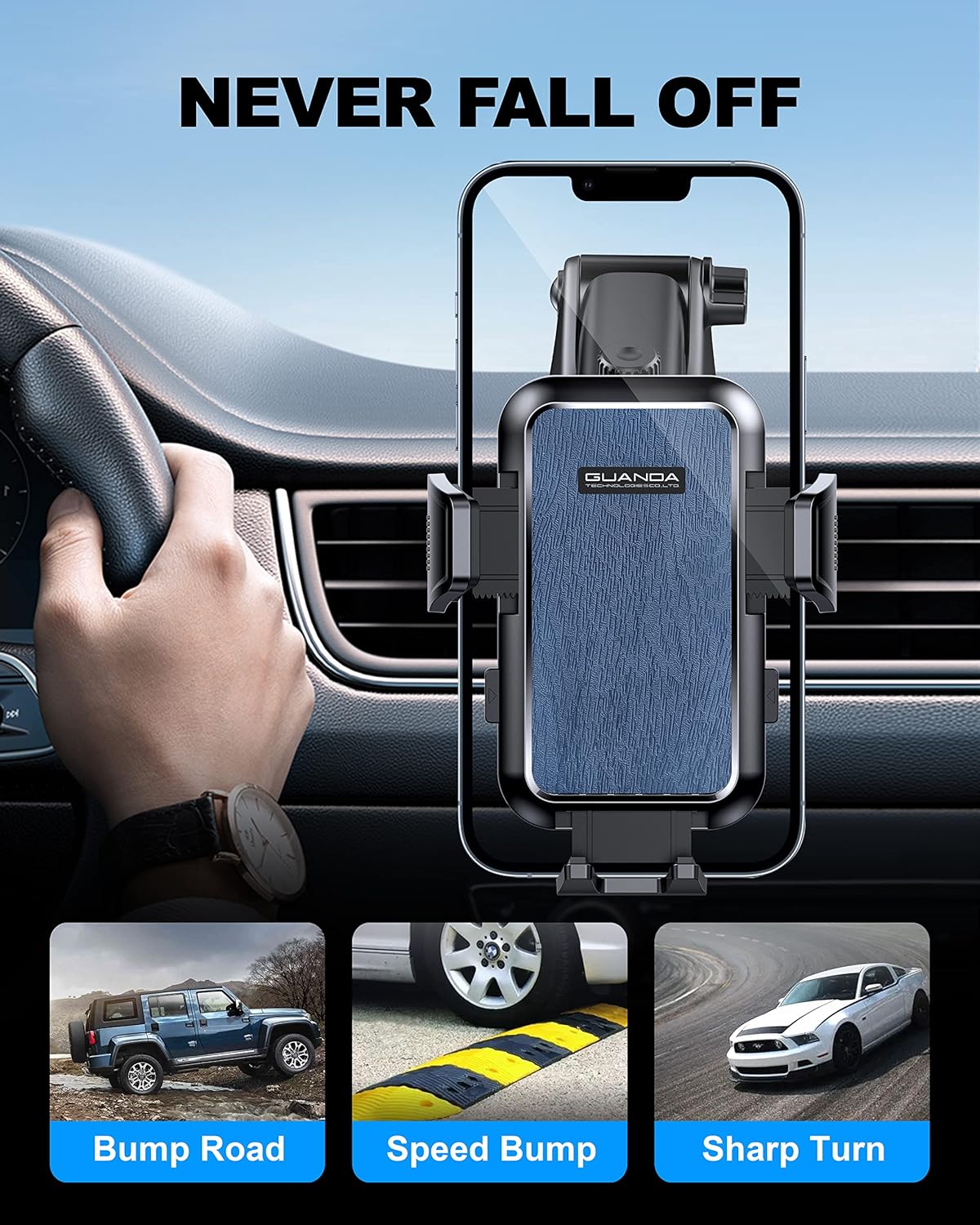 2025 Upgrade Car Phone Holder Mount, Universal Window Cell Phone Car Mount for Dashboard Windshield, Car Dash Mount Mobile Holder for iPhone, Samsung, Nokia, LG and All Android Smart Phones
