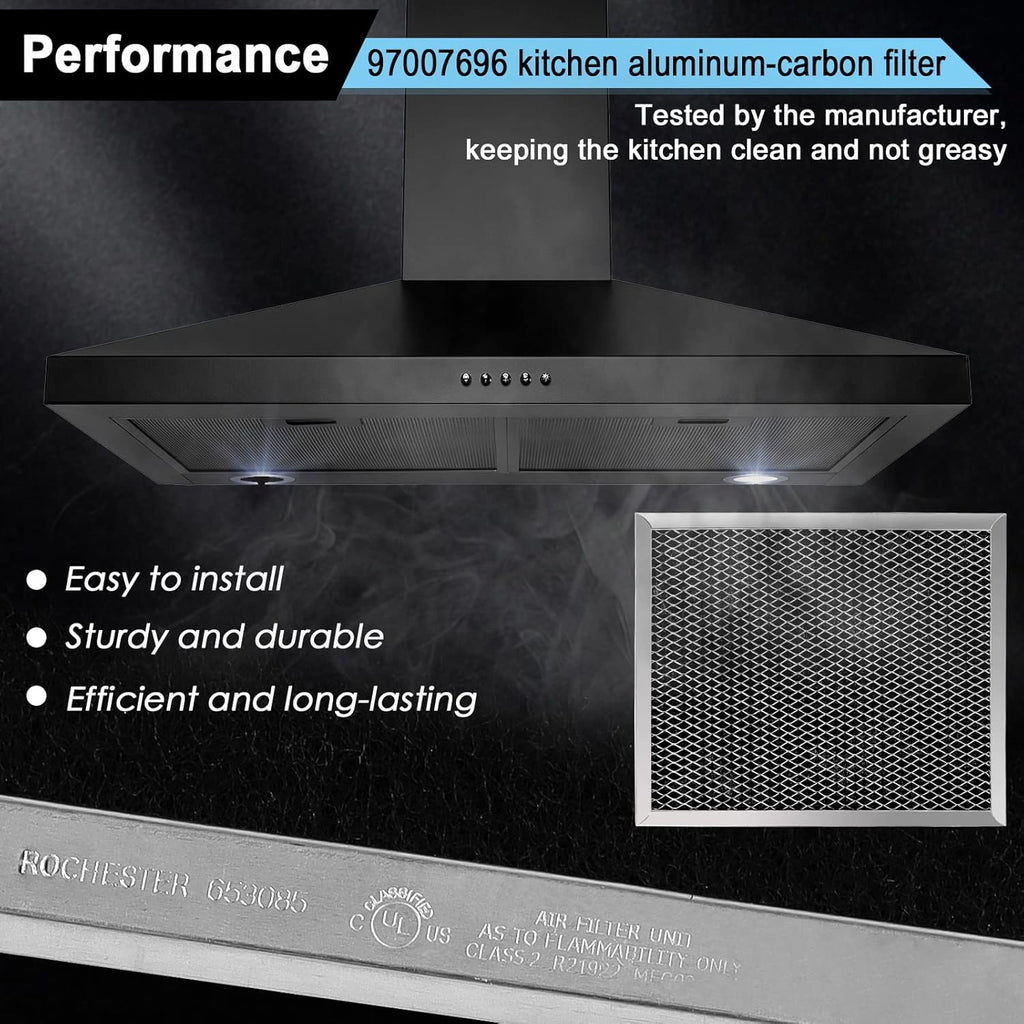 97007696 Charcoal Filter Replacement for Range Hood 41F Grease Filter 6105c 8-3/4" x 10-1/2" Aluminum Mesh Charcoal Carbon Filter Compatible with Most Brand Stove Vents -3 PACKS by Fetechmate